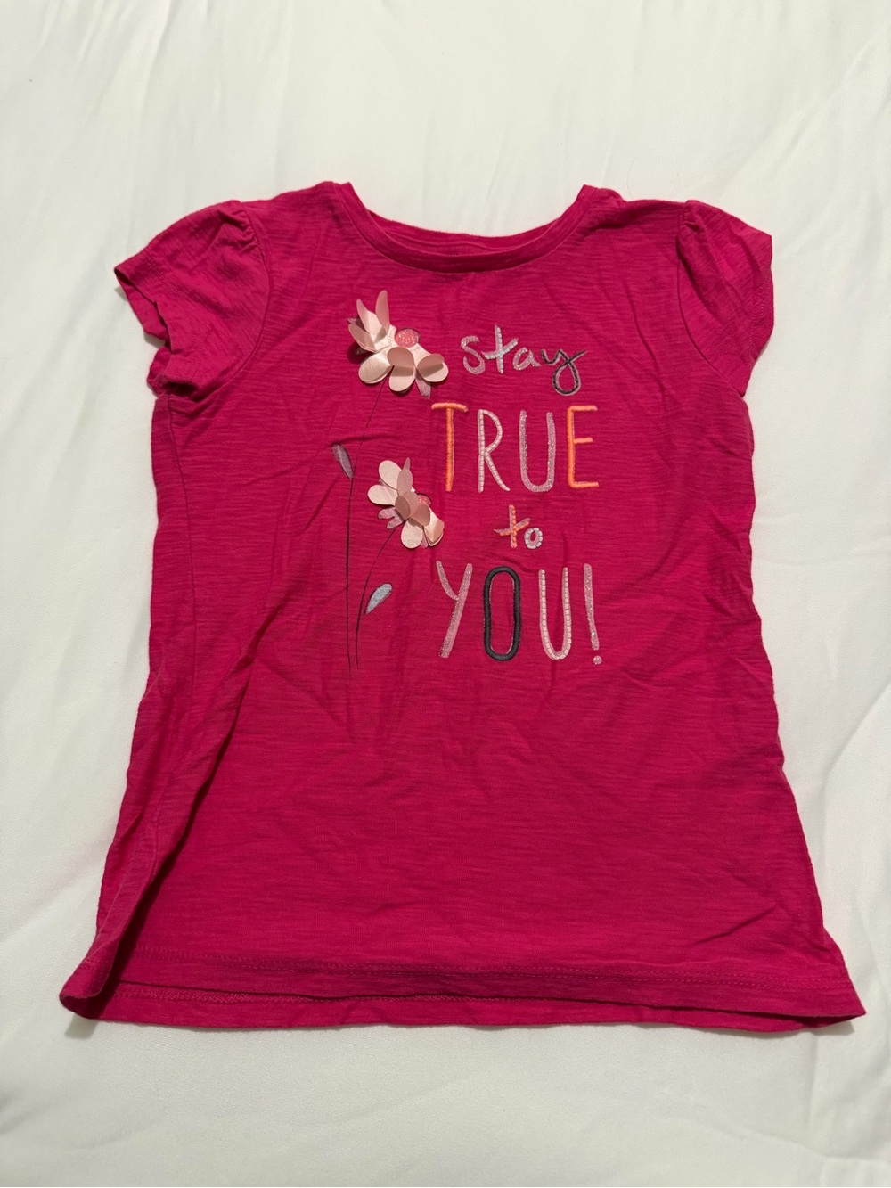 Sonoma Girls Hot Pink Floral Embellished 'Stay True to You' Tee